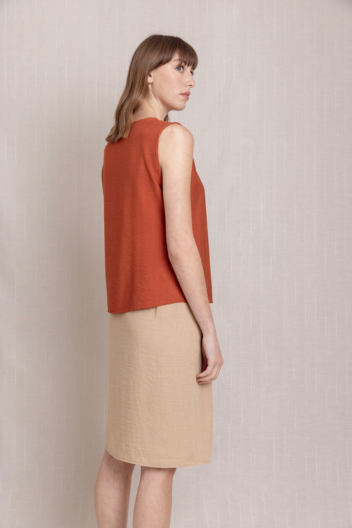 Keten Kısa Kollu Yazlık Bluz