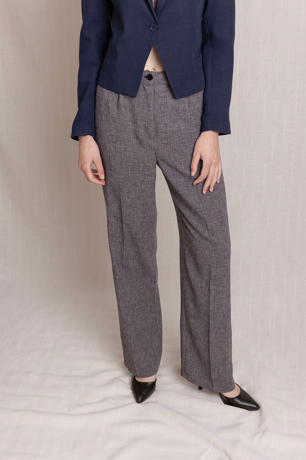 Keten Pleli Palazzo Pantolon