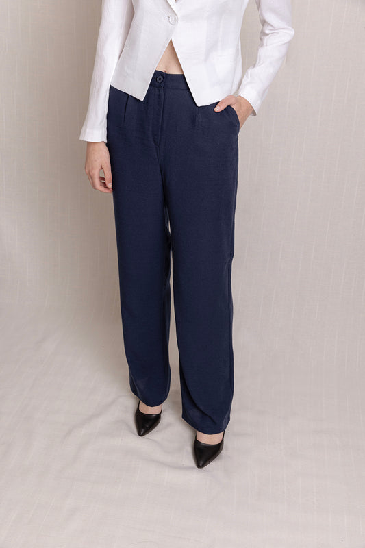 Keten Pleli Palazzo Pantolon