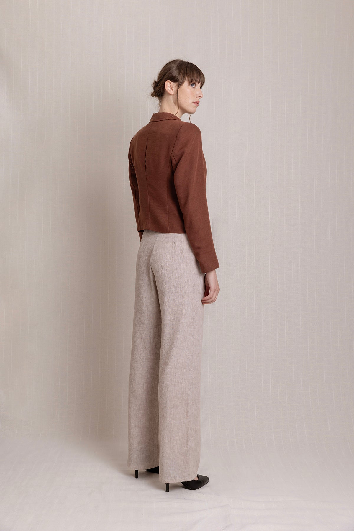 Keten Pleli Palazzo Pantolon