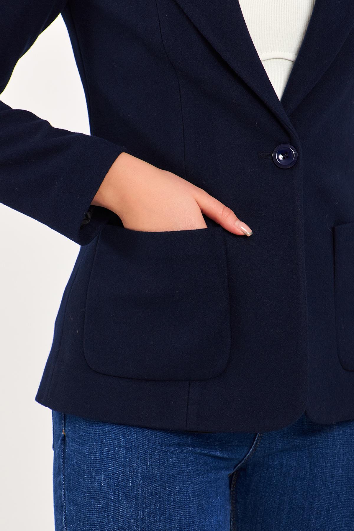 Lacivert Kaşe Ceket