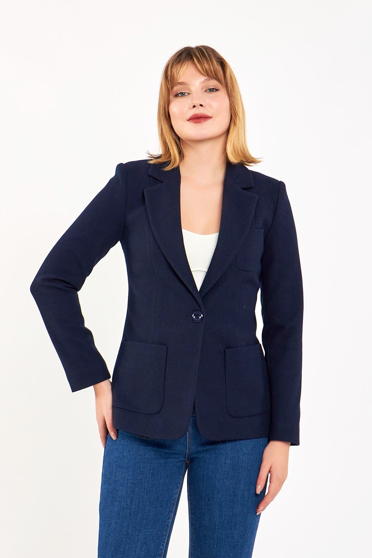 Lacivert Kaşe Ceket