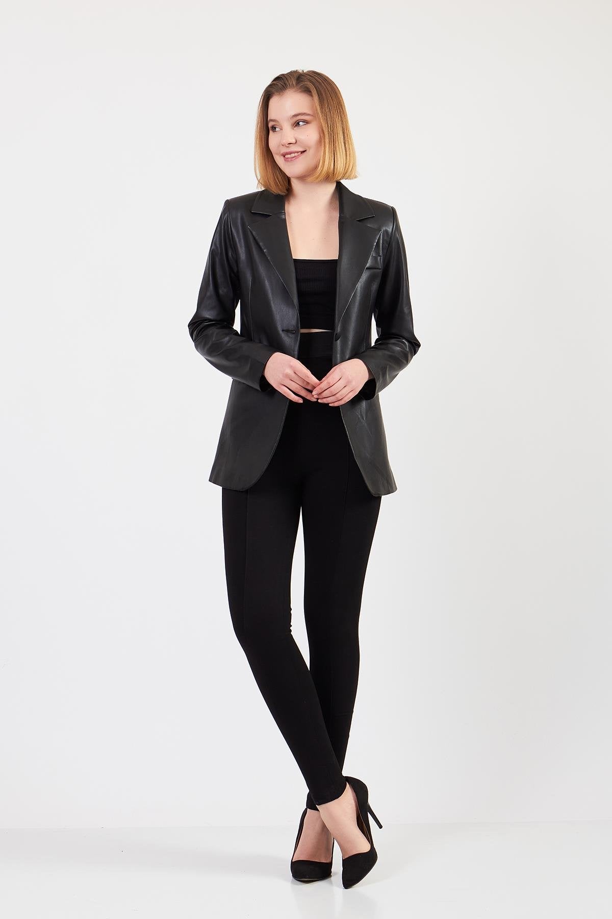 SİYAH SUNİ DERİ CEKET