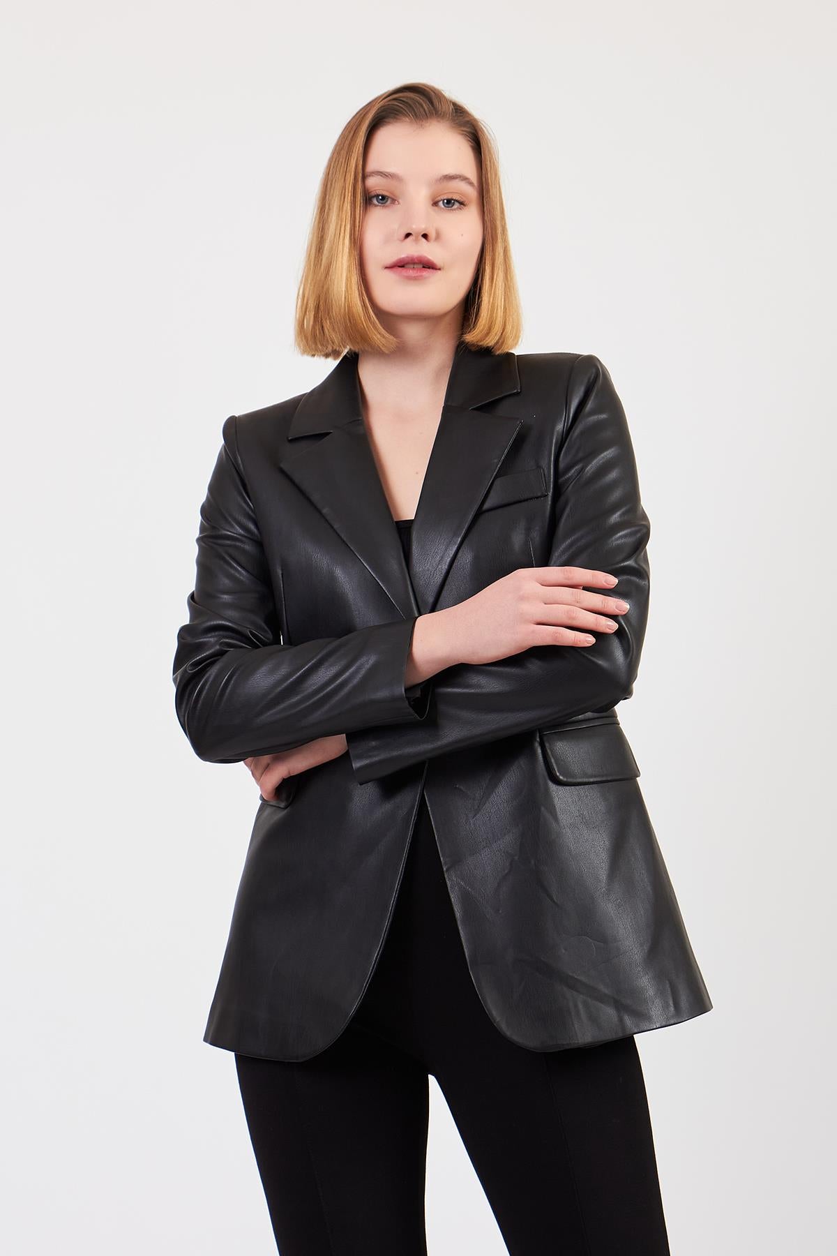 SİYAH SUNİ DERİ CEKET